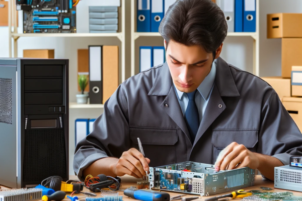 Man repairing a computer